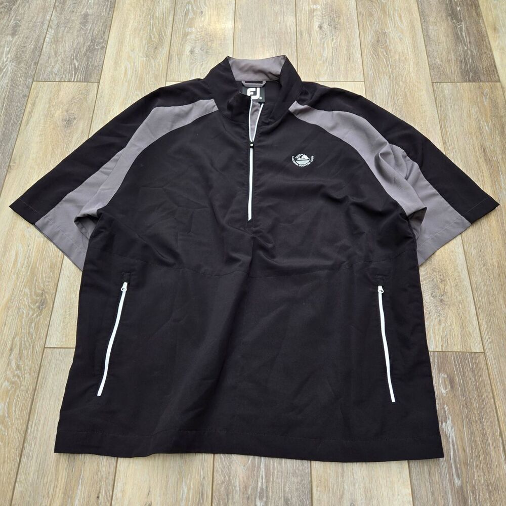 FJ Footjoy Foot Joy Rain short sleeve 1/4 zip pullover black gray xl